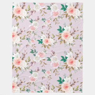 Classy Floral Pattern Fleece Blanket