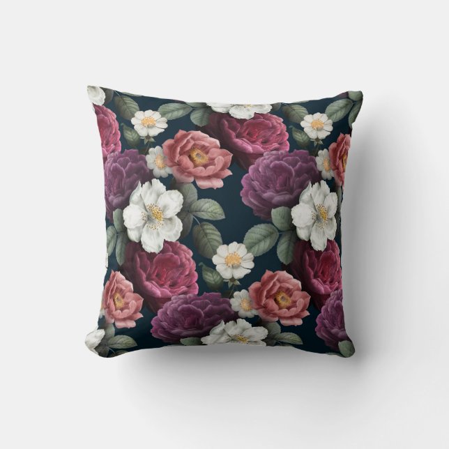 Classy Floral Pattern Throw Pillow (Front)