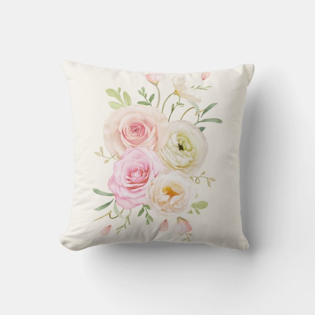Classy Floral Pattern Throw Pillow (Front)