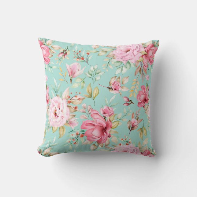 Classy Floral Pattern Throw Pillow (Front)