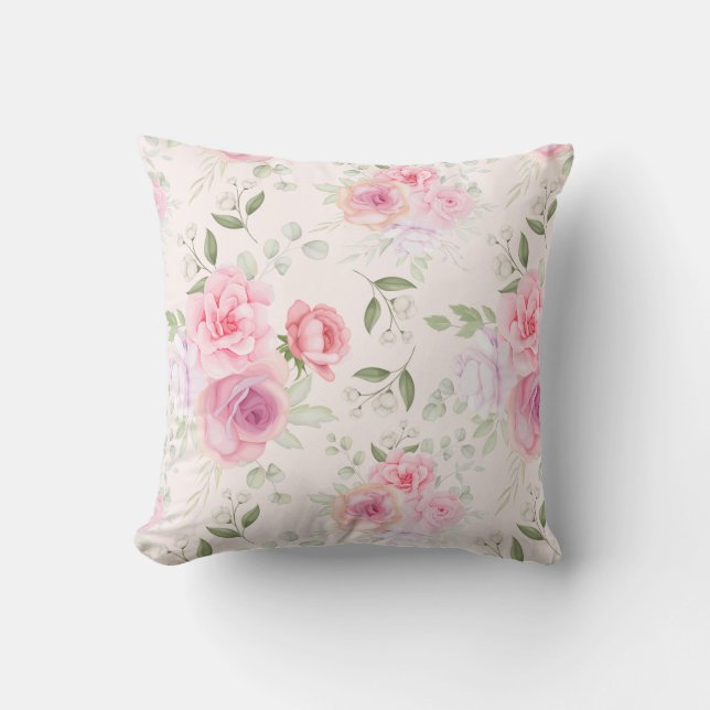Classy Floral Pattern Throw Pillow (Front)