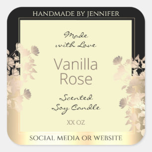 Classy Floral Product Packaging Labels Cream Gold