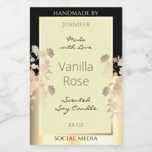 Classy Floral Product Packaging Labels Cream Gold