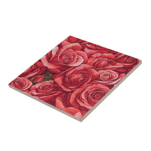Classy Floral Rose Ceramic Tiles For Bathroom