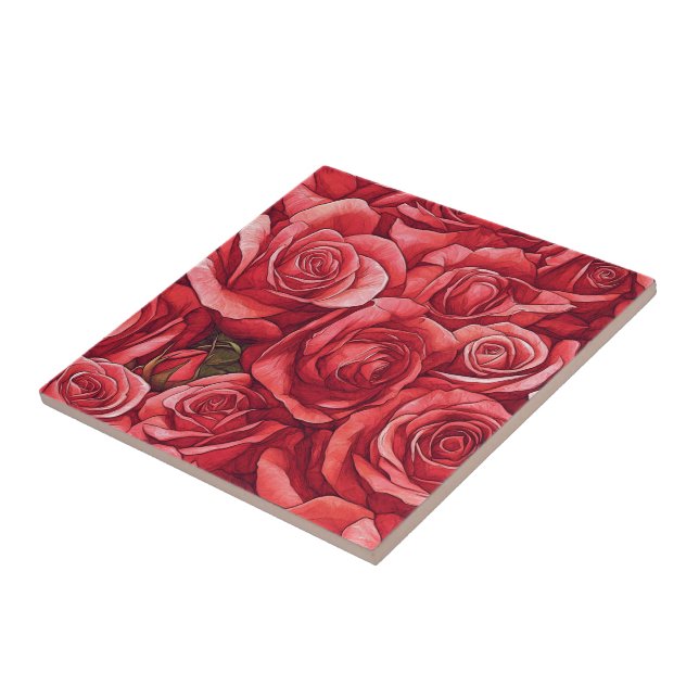Classy Floral Rose Ceramic Tiles  For Bathroom (Side)