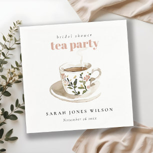 Classy Floral Tea Cup Bridal Shower Tea Party  Napkin