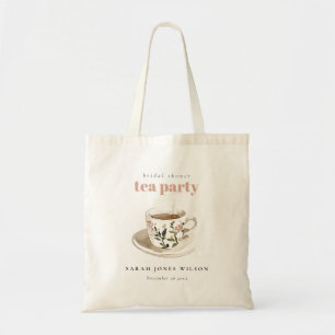 Classy Floral Tea Cup Bridal Shower Tea Party  Tote Bag