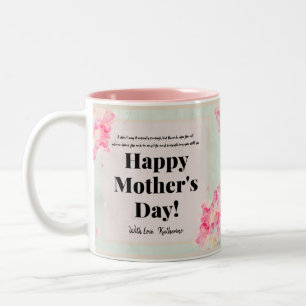 Classy Floral Vintage Pink & Green Mother's Day Two-Tone Coffee Mug