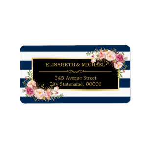 Classy Floral Wrap Navy Blue DIY Stripes Colour Label