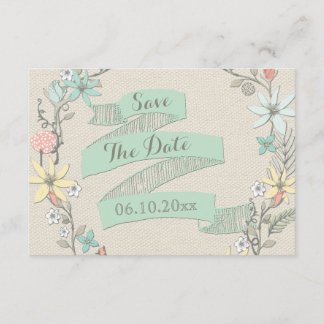Classy Floral Wreath and Banner Save The Date Invitation