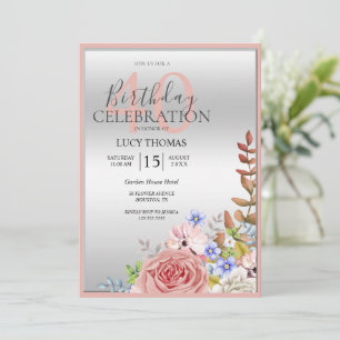Classy Flower Corner Decoration Birthday Invitation