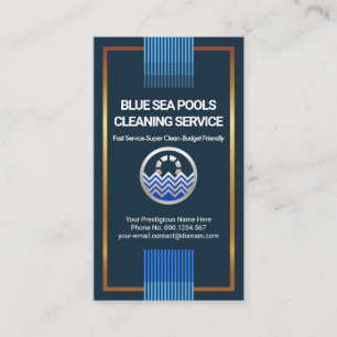 Classy Flowing Blue Water Lines Swimming Pool Business Card