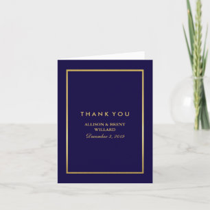 Classy Foil Gold Thank You Card - Navy Blue