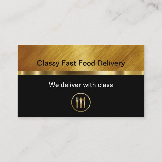 Classy Food Delivery Business Cards (Front)