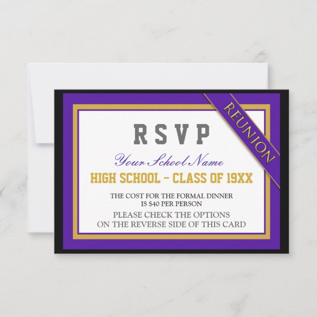 Classy Formal Class Reunion RSVP Card (Front)