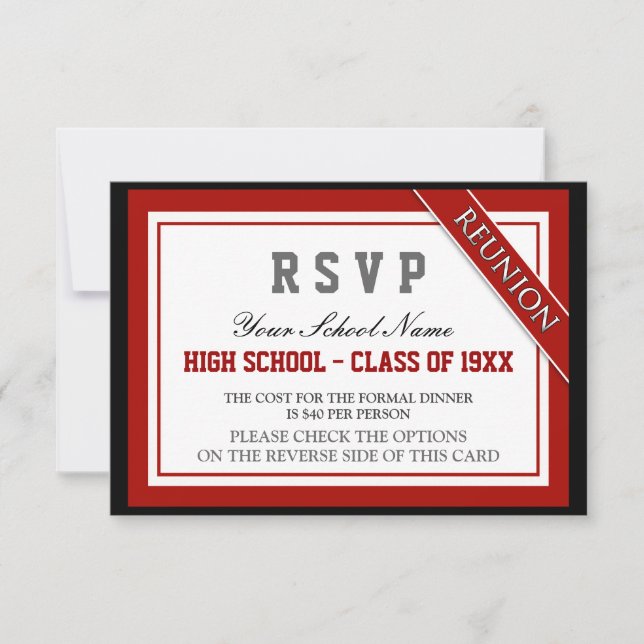 Classy Formal Class Reunion RSVP Card (Front)
