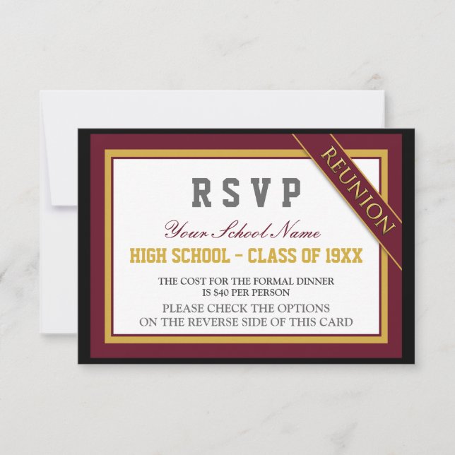 Classy Formal Class Reunion RSVP Invitation (Front)