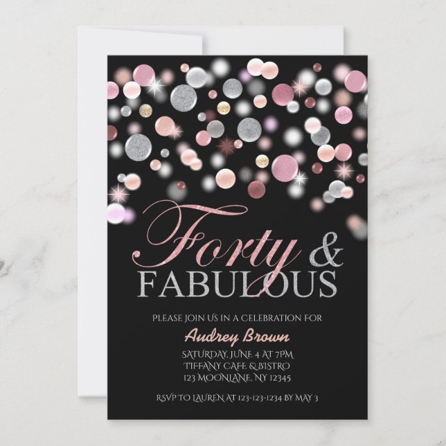 Classy Forty and Fabulous Birthday, Woman 40th Invitation (Front)