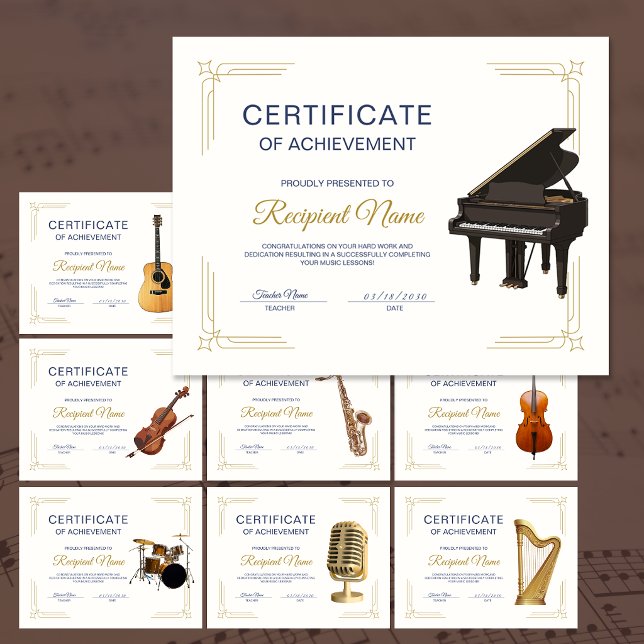 Classy Frame Music Course Piano Award Certificate  (Classy Frame Music Course Piano Award Certificate)