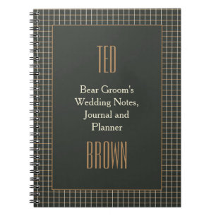 Classy Framed Bear Groom's Gay Wedding Notebook