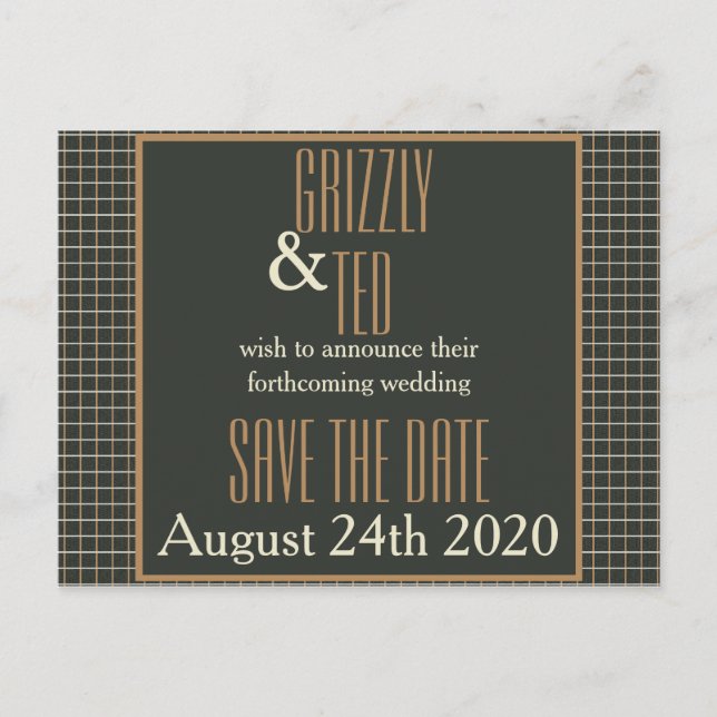 Classy Framed Bear Pride Save the Date Postcard (Front)