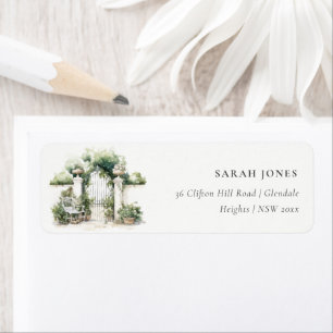 Classy French Garden Landscape Watercolor Address