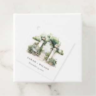 Classy French Garden Landscape Watercolor Wedding Favour Tags