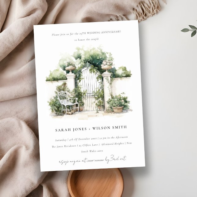 Classy French Garden Landscape Wedding Anniversary Invitation (Creator Uploaded)