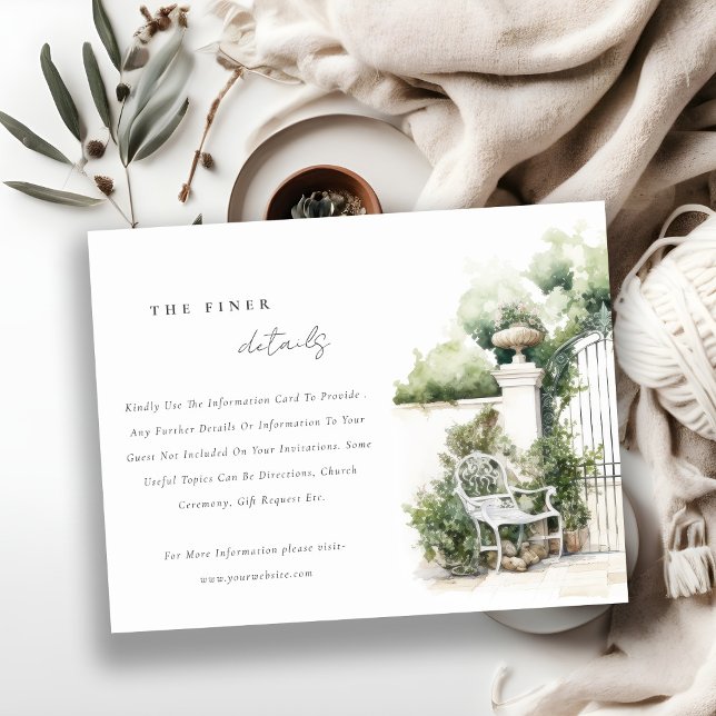 Classy French Garden Landscape Wedding Detail Enclosure Card (Creator Uploaded)