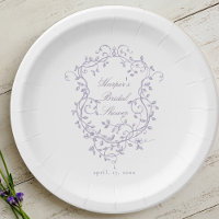 Classy French Lavender Floral Crest Bridal Shower