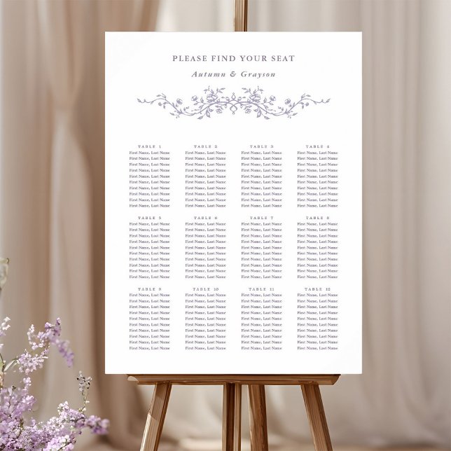 Classy French Lavender Wedding Seating Chart (Creator Uploaded)
