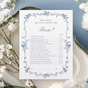 Classy French Victorian Blue Bridal Shower Game