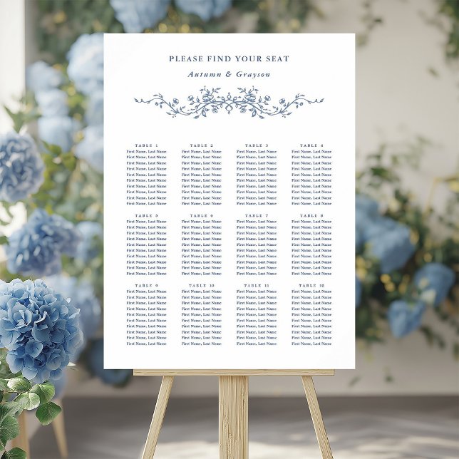 Classy French Victorian Blue Wedding Seating Chart (Creator Uploaded)