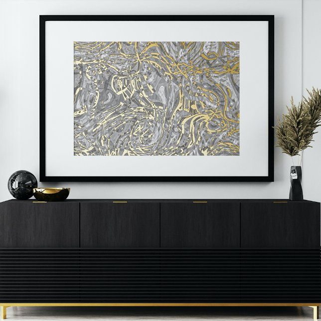 Classy Funky Gold Wavy Swirls Art Pattern Foil Prints (Creator Uploaded)