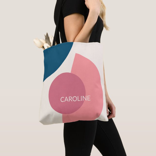 Classy Funky Midcentury Abstract Circles Pattern Tote Bag (Close Up)