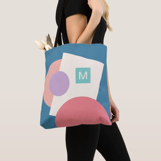 Classy Funky Midcentury Abstract Circles Pattern Tote Bag (Close Up)
