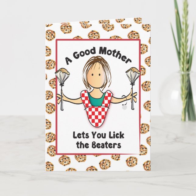 Classy Funny Brown Hair Cartoon Mothers Day Card (Front)