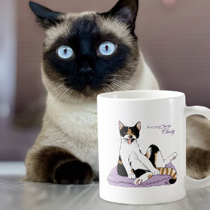 Classy Funny Calico Cat Purple Coffee Mug