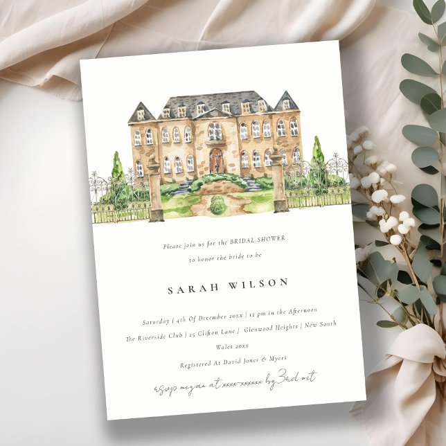 Classy Garden Chateau Manor Bridal Shower Invite (Creator Uploaded)