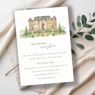 Classy Garden Chateau Watercolor Wedding Reception Enclosure Card