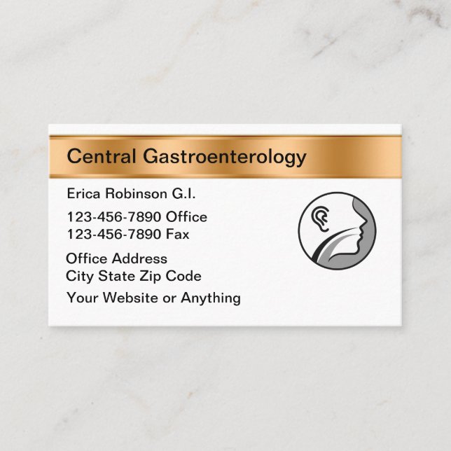 Classy Gastroenterologist Medical Business Cards (Front)