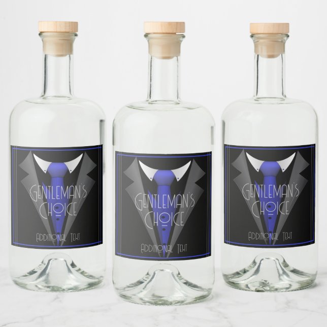 Classy Gentleman Blue Tie Liquor Bottle Label (Bottles)