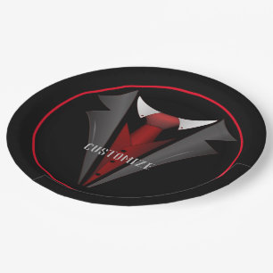 Classy Gentleman Red Tie 2 Paper Plate