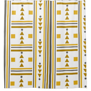 Classy Geometric Design Shades of Goldish Yellow Shower Curtain