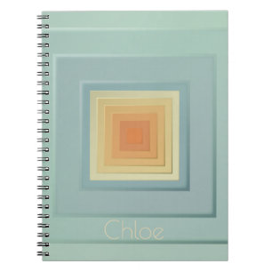 Classy Geometric Squares (light blue & yellow) Notebook