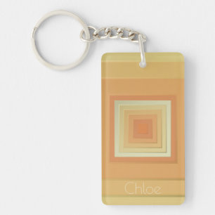 Classy Geometric Squares (soft yellows & orange) Key Ring