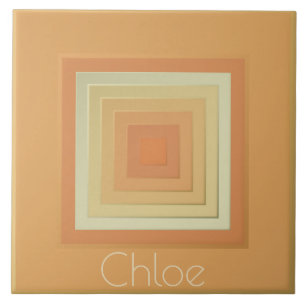 Classy Geometric Squares (soft yellows & orange) Tile