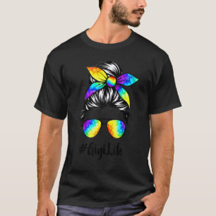 Classy Gigi Life Messy Hair Bun Tie Dye Women Moth T-Shirt