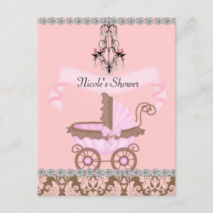 Classy GIRL BABY Shower INVITATIONS Damask Design