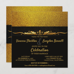 Classy Glitzy Gold Wedding Invitation